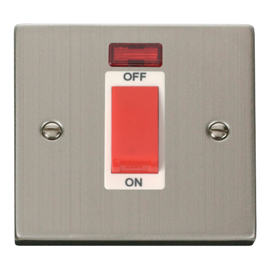 VPSS201WH Deco 1 Gang 45A DP Switch With Neon - Wh