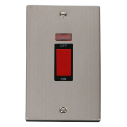 VPSS203BK Deco 2 Gang 45A DP Switch With Neon - Black Inserts