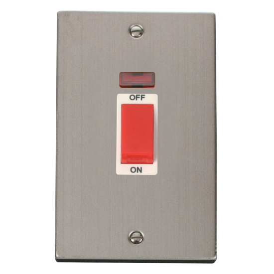 VPSS203WH Deco 2 Gang 45A DP Switch With Neon - Wh