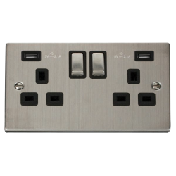 VPSS580BK Deco 13A Ingot 2 Gang Switched Sockets W
