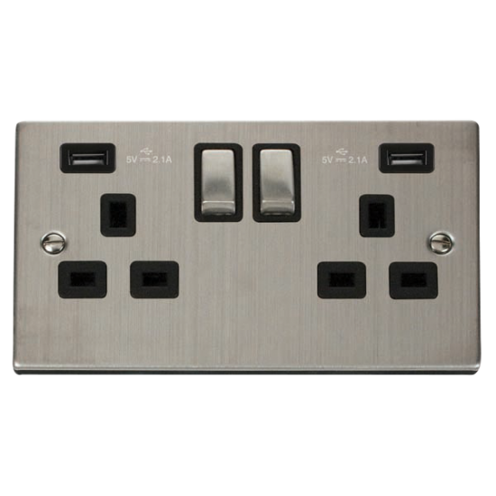 VPSS580BK Deco 13A Ingot 2 Gang Switched Sockets W
