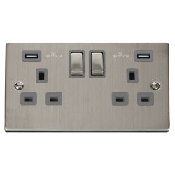 VPSS580GY Deco 13A Ingot 2 Gang Switched Socket Ou