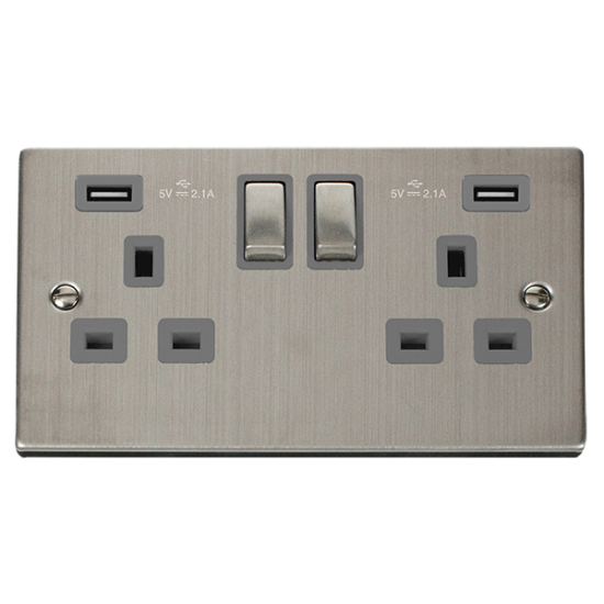 VPSS580GY Deco 13A Ingot 2 Gang Switched Socket Ou