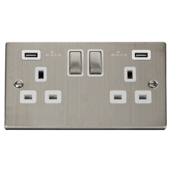 VPSS580WH Deco 13A Ingot 2 Gang Switched Sockets W