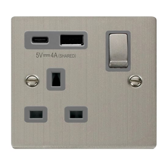 VPSS585GY Deco DECO 'INGOT' 13A 1  GANG  SWITCHED