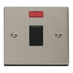 VPSS623BK Deco 20A 1 Gang DP Switch + Neon - Black