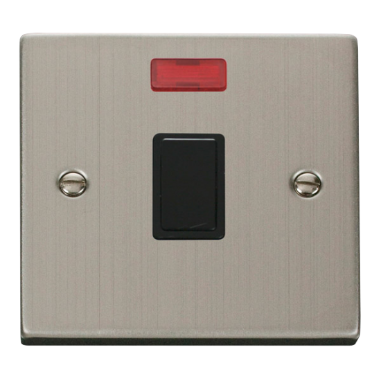 VPSS623BK Deco 20A 1 Gang DP Switch + Neon - Black