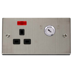 VPSS655BK Deco 13A 1G DP LOCKABLE SKT W NEON DECO