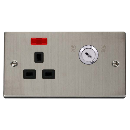VPSS655BK Deco 13A 1G DP LOCKABLE SKT W NEON DECO
