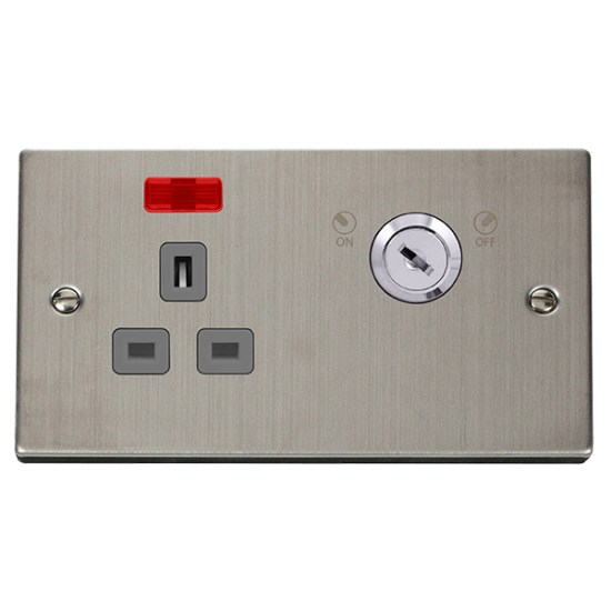 VPSS655GY Deco 13A Ingot 1 Gang Double Pole Key Lo