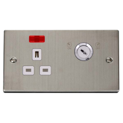 VPSS655WH Deco 13A 1G DP LOCKABLE SKT W NEON DECO
