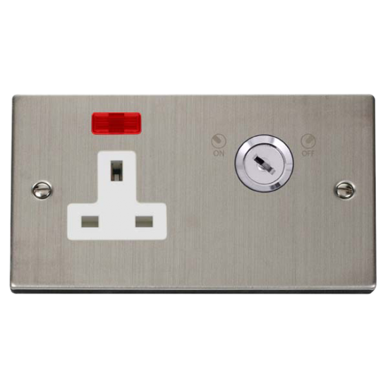 VPSS675WH Deco 13A 1 Gang DP Key Lockable Socket W