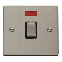 VPSS723BK Deco 20A 1 Gang DP 'Ingot' Switch + Neon