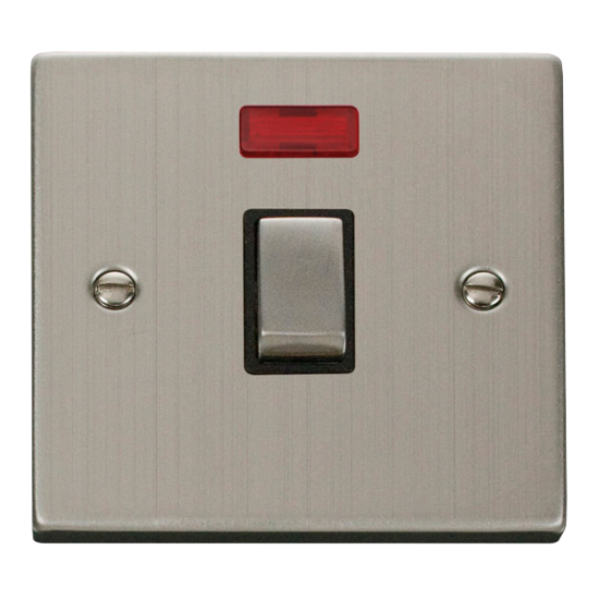 VPSS723BK Deco 20A 1 Gang DP 'Ingot' Switch + Neon