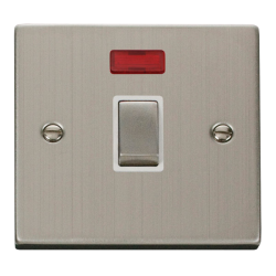 VPSS723WH Deco 20A 1 Gang DP 'Ingot' Switch + Neon