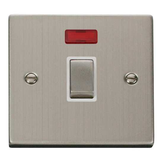 VPSS723WH Deco 20A 1 Gang DP 'Ingot' Switch + Neon
