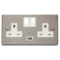 VPSS770WH Deco 13A 2G Switched Socket With 2.1A US