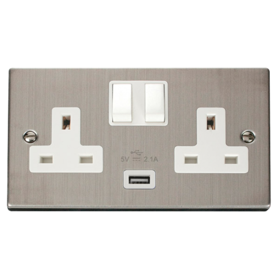 VPSS770WH Deco 13A 2G Switched Socket With 2.1A US