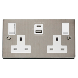 VPSS786WH Deco 2G 13A SW SKT 4.2A A&C USB VPSS WH