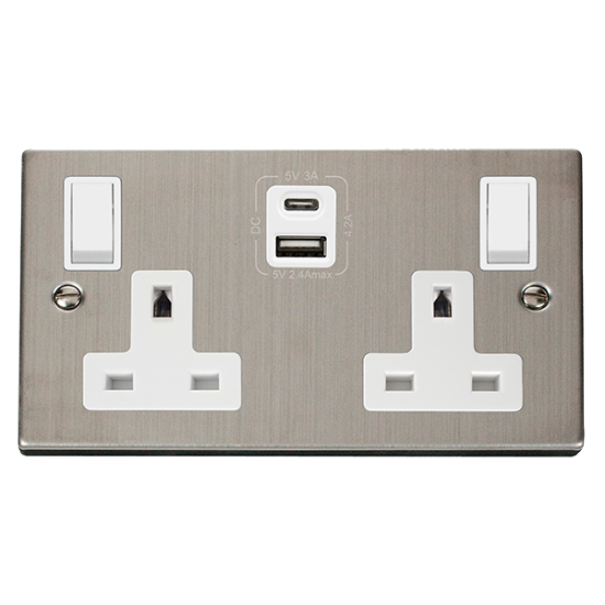 VPSS786WH Deco 2G 13A SW SKT 4.2A A&C USB VPSS WH