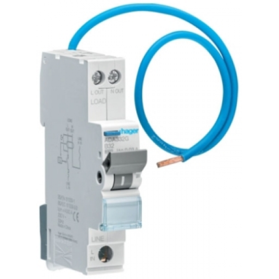 Hager 20A 30MA 6KA RCBO A/AC Type B