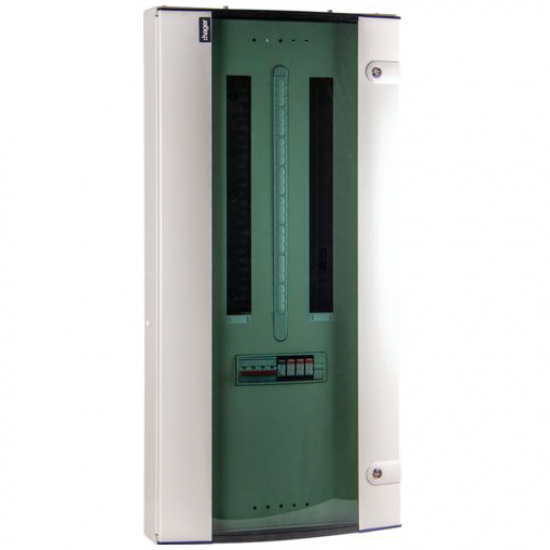 Hager JK112BGSPD 12 Way 125amp TPN Fuseboard with glazed door and surge protection