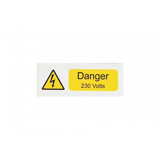 DANGER 230V S/A VINYL PK 10