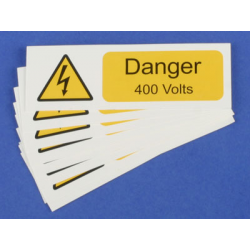 DANGER 400V S/A VINYL PK 10