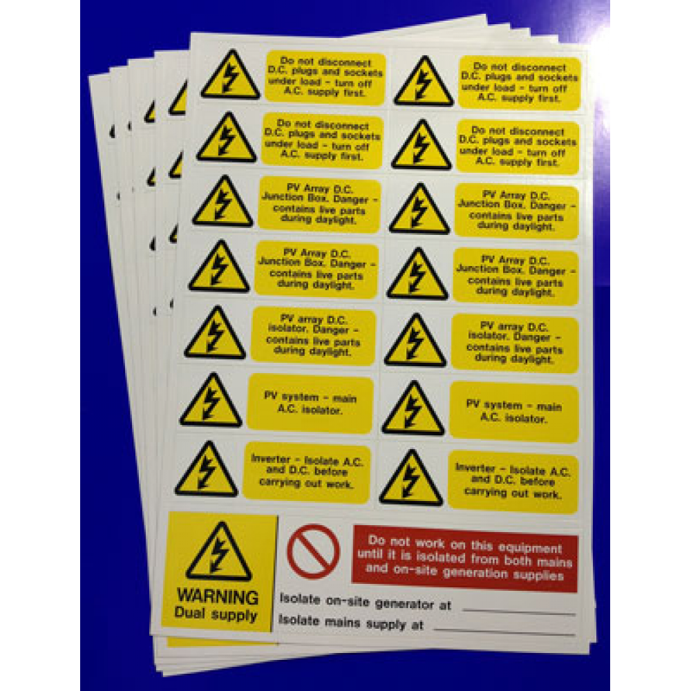 PV ARRAY LABEL SETS 5 SHEETS