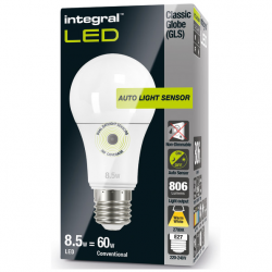 Integral ILGLSE27SC043 LED 8W 2700K E27 Non Dimmable Dusk To Dawn Sensor Lamp