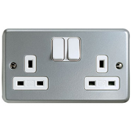 MK K2946ALM 13 Amp Twin Socket Metalclad