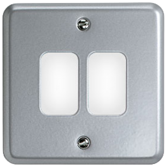 MK K3492ALM 2 Gang Face Plate Metalclad