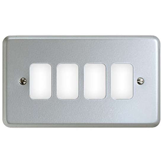 MK K3494ALM 4 Gang Face Plate Metalclad