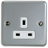 MK K848ALM 13A 1 Gang Un-Switched Socket Metalclad