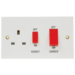 Niglon CC45DP 45 Amp Double Pole Cooker Switch with Socket