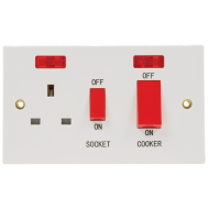 Niglon CC45DPN 45 Amp Double Pole Cooker Switch with Socket and Neon