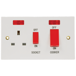 Niglon CC45DPN 45 Amp Double Pole Cooker Switch with Socket and Neon