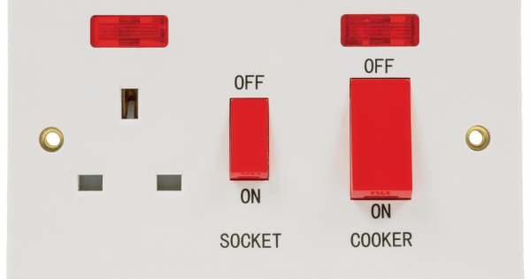 Niglon CC45DPN 45 Amp Double Pole Cooker Switch with Socket and Neon ...