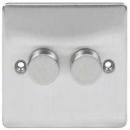 Niglon 400W 2 Gang Push Dimmer Brushed Chrome