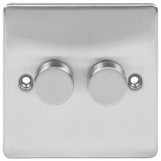 Niglon 400W 2 Gang Push Dimmer Brushed Chrome