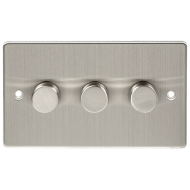 Niglon 400W 3 Gang Push Dimmer Brushed Chrome