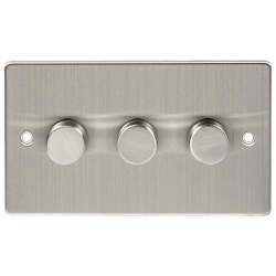 Niglon 400W 3 Gang Push Dimmer Brushed Chrome