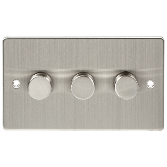 Niglon 400W 3 Gang Push Dimmer Brushed Chrome