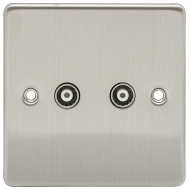 Niglon TV/FM x 2 Outlet Plate Brushed Chrome