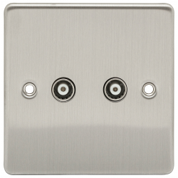 Niglon TV/FM x 2 Outlet Plate Brushed Chrome