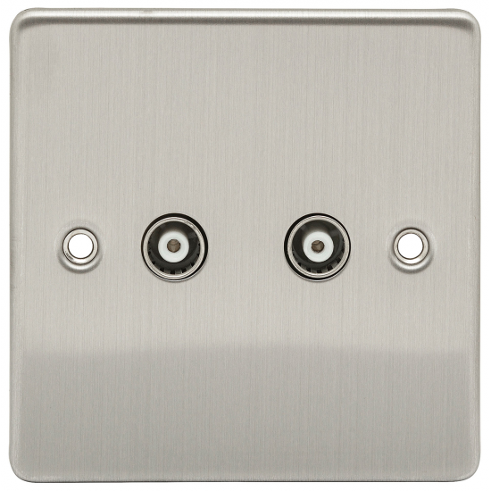 Niglon TV/FM x 2 Outlet Plate Brushed Chrome