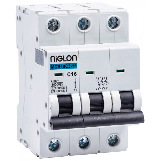Niglon MCB10C3-16 MCB TP 16A 10kA