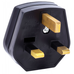 Plugtop Rubber 13A Black