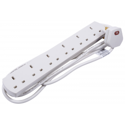 2 Metre 6 Gang Extension White