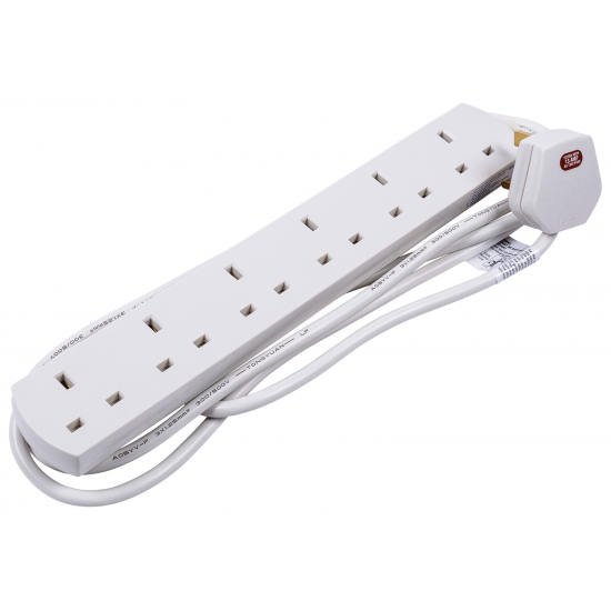 2 Metre 6 Gang Extension White